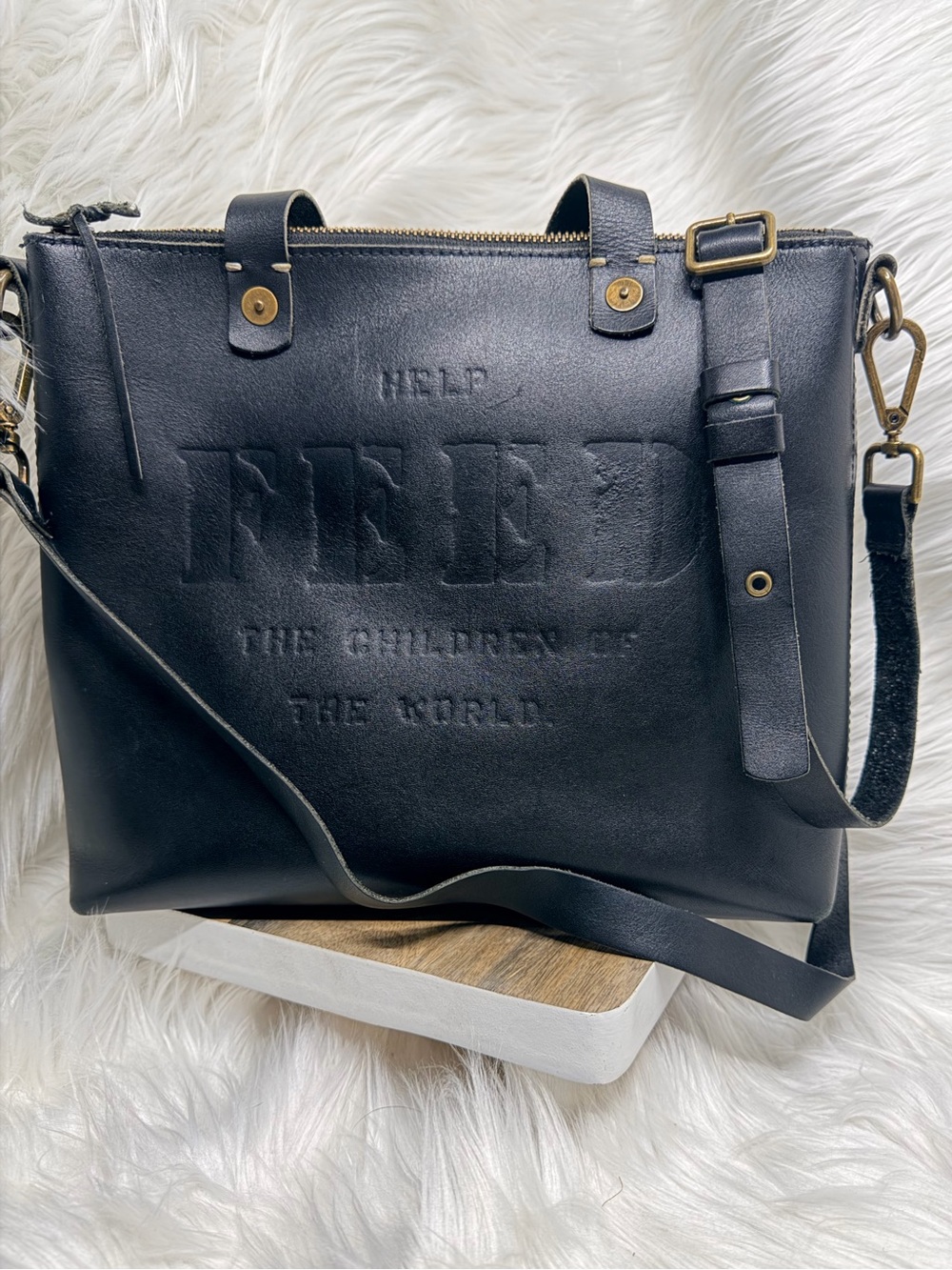 FEED Projects Eleanor Crossbody Embossed Leather purse